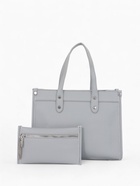 Сумка женская тоут TEXTURA на молнии, с кошельком, 30×10×24 см, серый - Фото 2