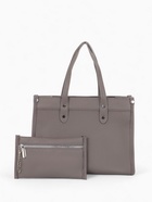 Сумка женская тоут TEXTURA на молнии, с кошельком, 30×10×24 см, тёмно-серый - Фото 3