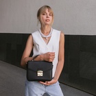 Сумка женская мессенджер TEXTURA на клапане, 23×6×17 см, чёрная - Фото 16