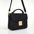 Сумка женская мессенджер TEXTURA на клапане, 23×6×17 см, чёрная - Фото 14