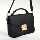 Сумка женская мессенджер TEXTURA на клапане, 23×6×17 см, чёрная - Фото 13