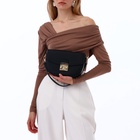 Сумка женская мессенджер TEXTURA на клапане, 23×6×15 см, чёрная - Фото 12