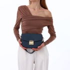 Сумка женская мессенджер TEXTURA на клапане, 23×6×15 см, синяя - Фото 2