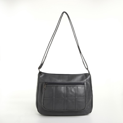 Сумка женская кросс-боди на молнии, 20×8.5×15 см, однотонная, серая