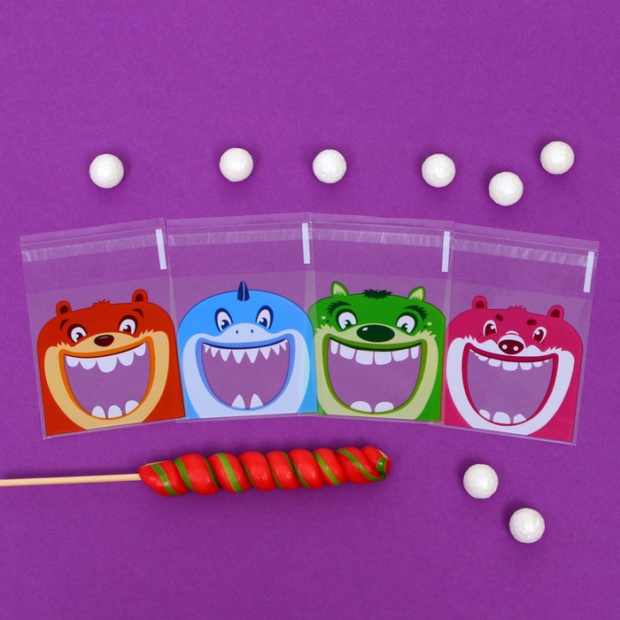 Пакет БОПП подарочный с липкой лентой, «Праздничное ассорти», 10×10+3 см - Фото 1