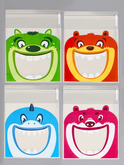 Пакет БОПП подарочный с липкой лентой, «Праздничное ассорти», 10×10+3 см