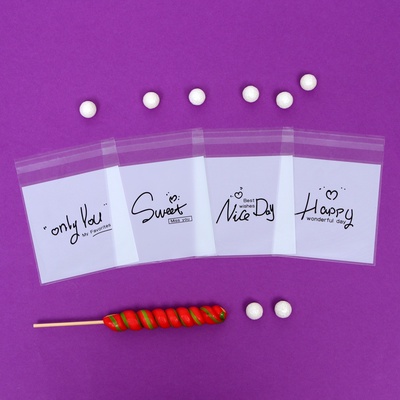 Пакет БОПП подарочный с липкой лентой, «Пожелания», 10×10+3 см