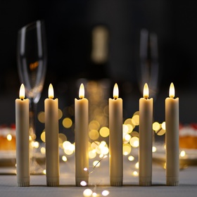 Светодиодная свеча восковая "Классика", 2x16.5 см, АААx2 (не в компл.), набор 6 шт, Т/БЕЛЫЙ   105118