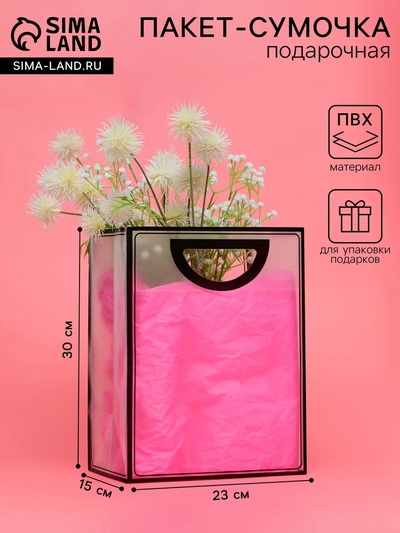 Пакет ПП с вырубной ручкой, прозрачный, 30×23×15 см, чёрный