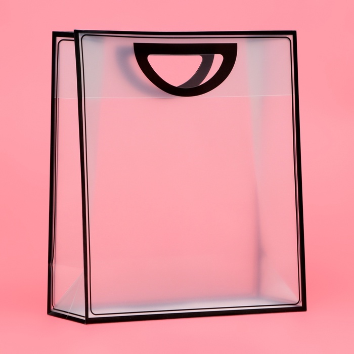 Пакет ПП с вырубной ручкой, прозрачный, 33×28×12 см, чёрный - Фото 1