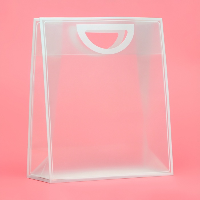 Пакет ПП с вырубной ручкой, прозрачный, 33×28×12 см, белый - Фото 1