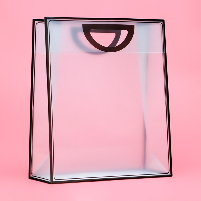 Пакет ПП с вырубной ручкой, прозрачный, 36×30×13 см, чёрный - Фото 1