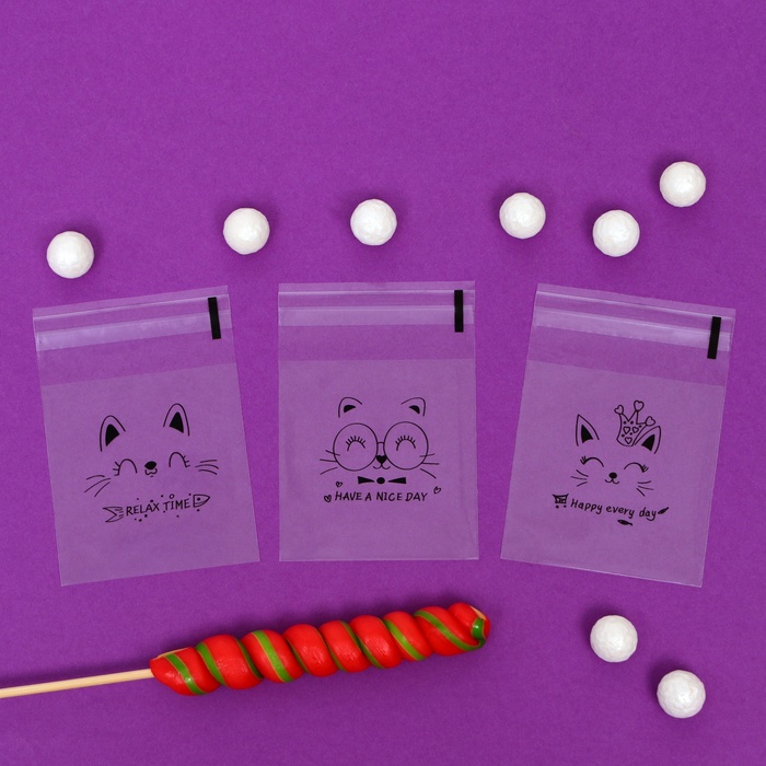 Пакет БОПП подарочный с липкой лентой, «Счастья», 7×7+3 см - Фото 1