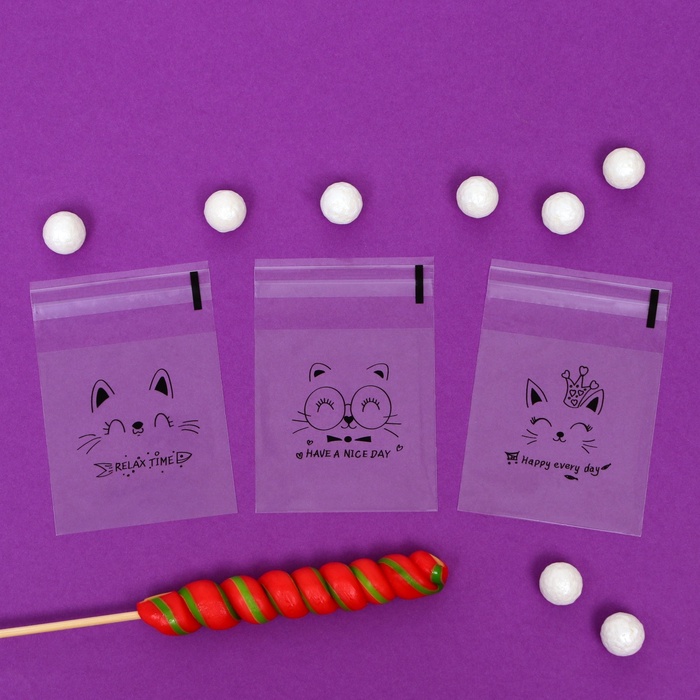 Пакет БОПП подарочный с липкой лентой, «Счастья», 7×7+3 см - Фото 1