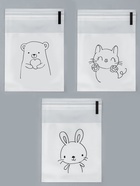 Пакет БОПП с липкой лентой, «Милые животные», 7×7+3 см - Фото 1