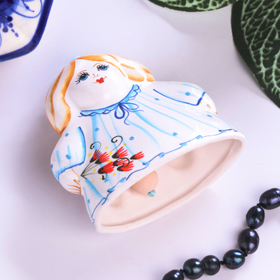 Колокольчик "Ангел", 8 см, майолика