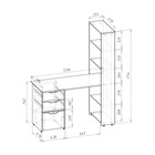 Стол письменный «Мико», со стеллажом, 3 ящика, 1340×620×1720 мм, цвет белый/белый глянец/бетонный камень - Фото 2