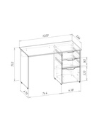Стол письменный «Клик Мебель. Мико», 3 ящика, 1200×584×750 мм, белый, белый глянец, бетонный камень - Фото 2