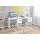 Стол письменный тандем «Мико», 6 ящиков, 2182×584×750 мм, цвет белый/белый глянец/бетонный камень - Фото 1