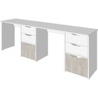 Стол письменный тандем «Мико», 6 ящиков, 2182×584×750 мм, цвет белый/белый глянец/бетонный камень - Фото 3