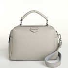 Сумка женская на молнии, серая - Фото 3