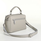 Сумка женская на молнии, серая - Фото 4