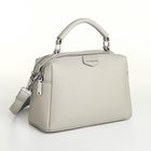 Сумка женская на молнии, серая - Фото 5