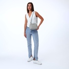 Сумка женская на молнии, серая - Фото 10