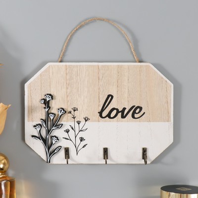 Настенные крючки декоративные «Love. Цветение», дерево, 20×14 см
