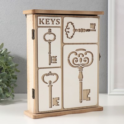 Ключница настенная «Ключи», дерево, 6 крючков, 6.2×19.5×25.2 см