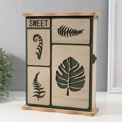 Ключница настенная «Листья», дерево, 6 крючков, 6.2×19.5×25.2 см