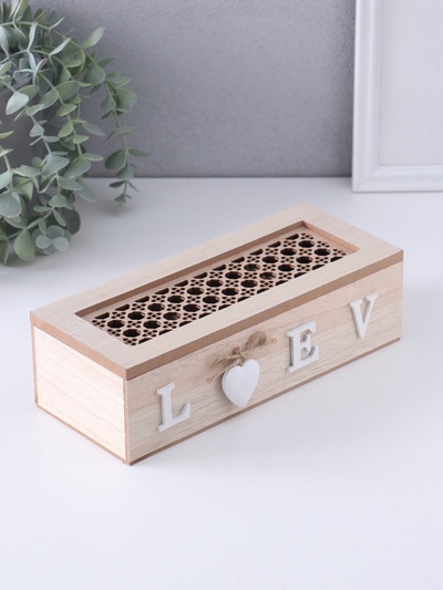 Шкатулка для украшений «Дом, там где сердце», дерево, 3 деления, 9.7×24×7 см