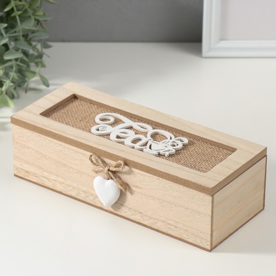 Шкатулка для чая 3 деления «Чашечка», дерево, 9.7×24×7 см