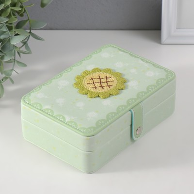 Шкатулка для украшений «Зелёный подсолнух», искусственная кожа, 11×16×5.5 см