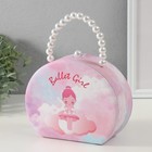 Шкатулка кожзам для украшений сумочка "Балерина-ангел" розовая 19х15,5х7,5 см - Фото 1