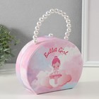 Шкатулка кожзам для украшений сумочка "Балерина-ангел" розовая 19х15,5х7,5 см - Фото 2