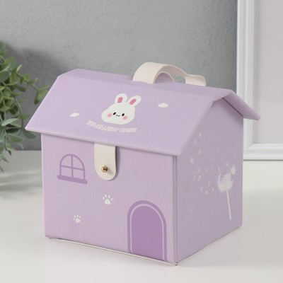 Шкатулка для украшений «Домик. Зайка», искусственная кожа, сирень, 16.5×19×16.5 см