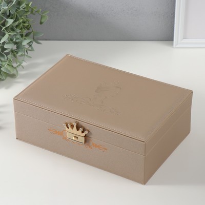 Шкатулка для украшений «Царица», искусственная кожа, св. золото, 18×27×9 см