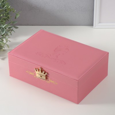 Шкатулка для украшений «Царица», искусственная кожа, розовая, 18×27×9 см