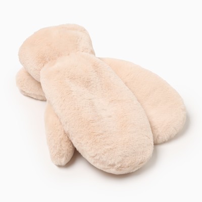 Варежки женские MINAKU пушистые, размер 26 см, бежевые