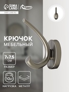 Крючок мебельный CAPPIO USUAL, двухрожковый, цвет графит 10526879 - фото 2827396