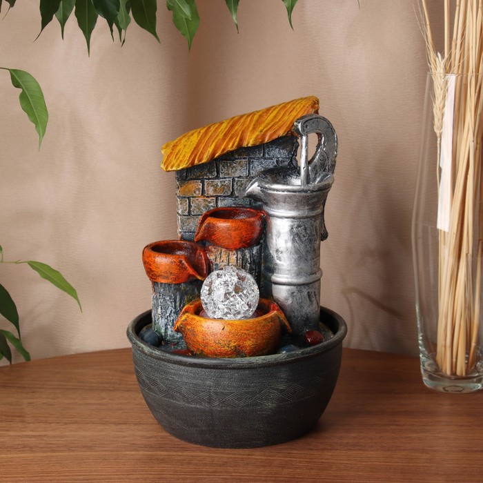 Фонтан настольный «Кирпичная стена», 28×16 см, с подсветкой