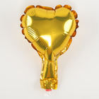 Воздушный шар фольгированный 5" «Сердце», для палочки, золотой - Фото 3