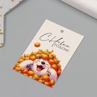 Бирка картон "Мишка в мандаринах" 4х6 см - Фото 2
