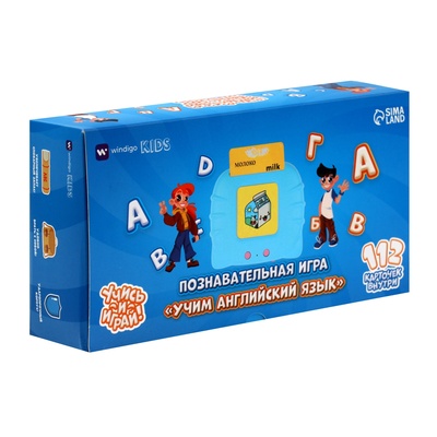 Интерактивная игра для изучения английского языка Windigo, 112 двусторонних карточек, голубая