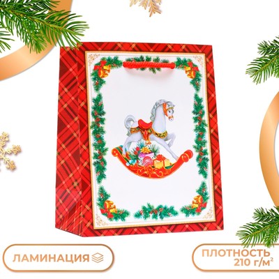 Пакет подарочный новогодний ламинированный «Пони», 11.5×14.5×6.5 см