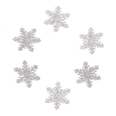 Декор «Снежинки» на клеевой основе, набор 6 шт., цвет серебро