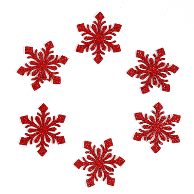 Декор «Снежинки» на клеевой основе, набор 6 шт., цвет красный