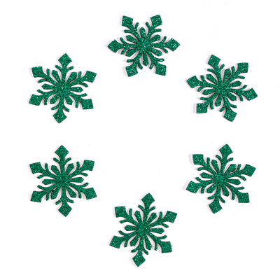 Декор «Снежинки» на клеевой основе, набор 6 шт., цвет зелёный