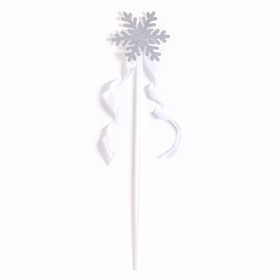 Карнавальный жезл «Снежинка», цвет серебро, с ленточками (комплект 2 шт)